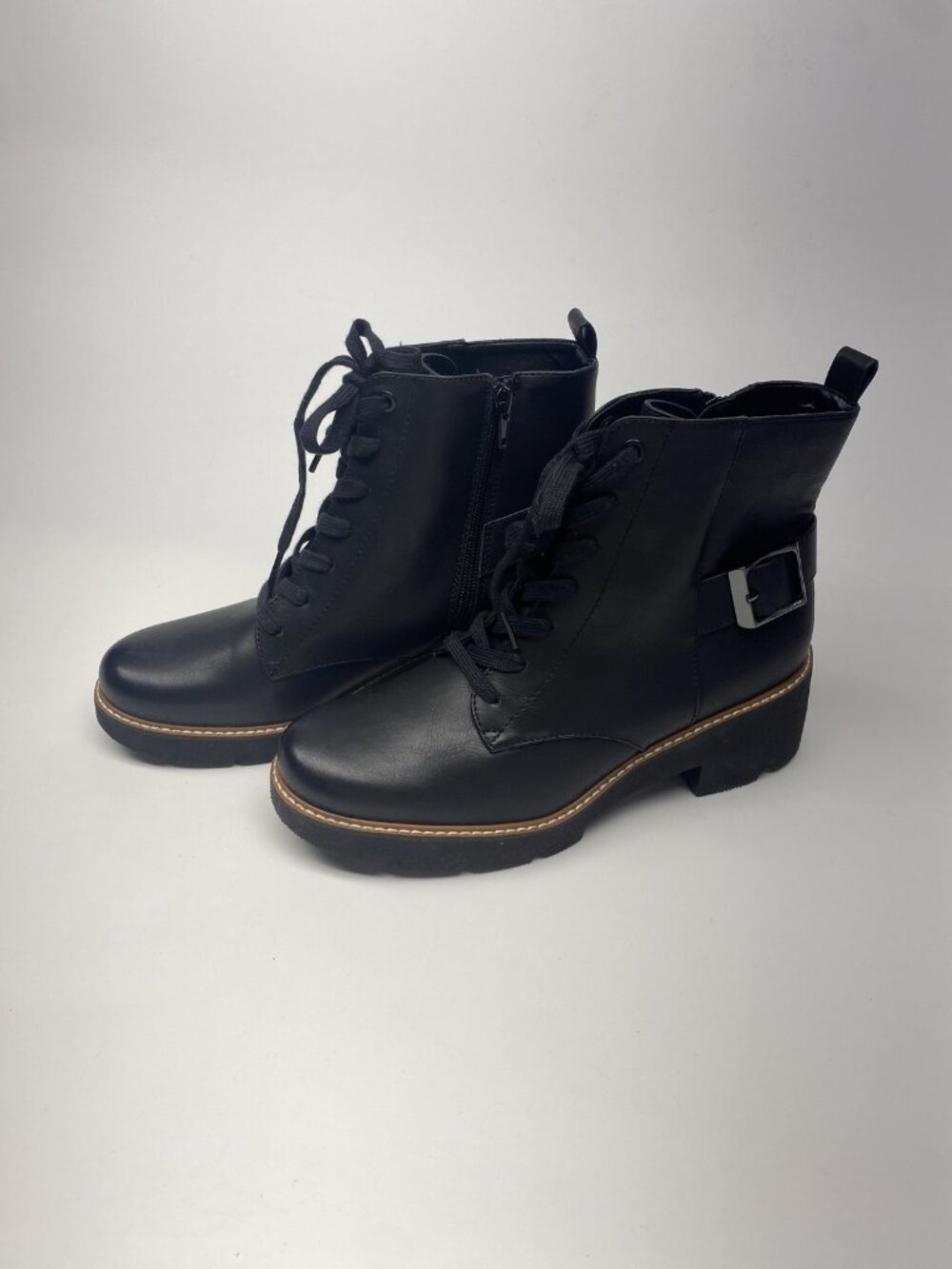 Naturalizer Cabaret Bootie Shoes Womens Size 9M Lace Up Buckle Combat Boots